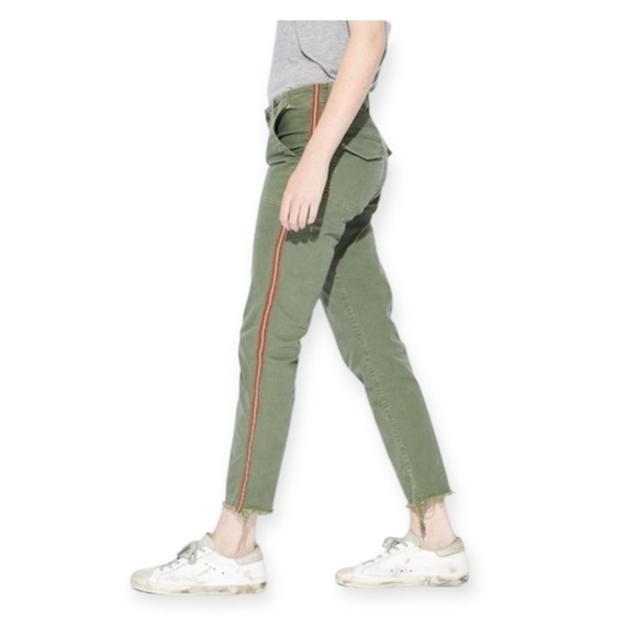 Nili‎ Lotan Jenna Pant With Side Tape, Camo Green with red tape, Size 0